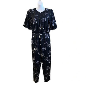 NWT H&M Women's Black Floral One-Piece Romper Size 6